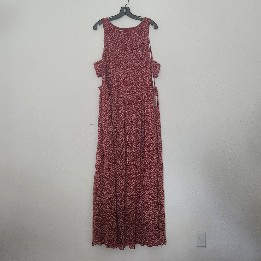 DAVID'S BRIDAL: NWT Floral Printed Chiffon A-Line Dress - Picture 4 of 9